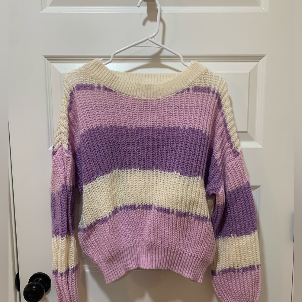 SHEIN Knitted Sweater/ C: Purple/White/ S: Small